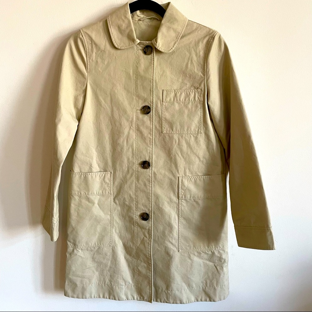 COS Tan Cotton Mackintosh 4 Button Trench Coat Size 2